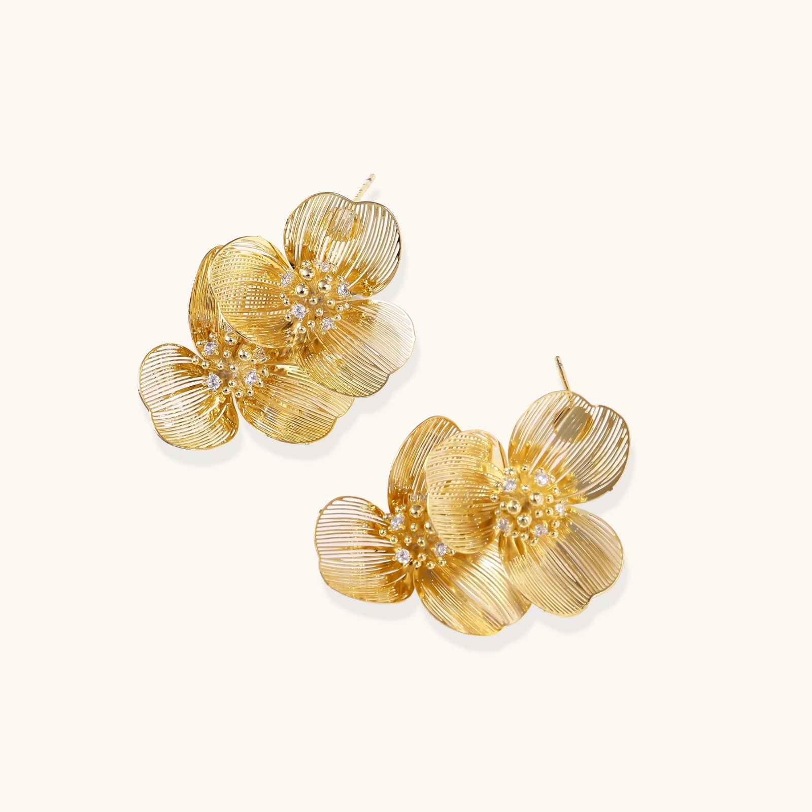 Goldene Blüten Doppel-Ohrringe