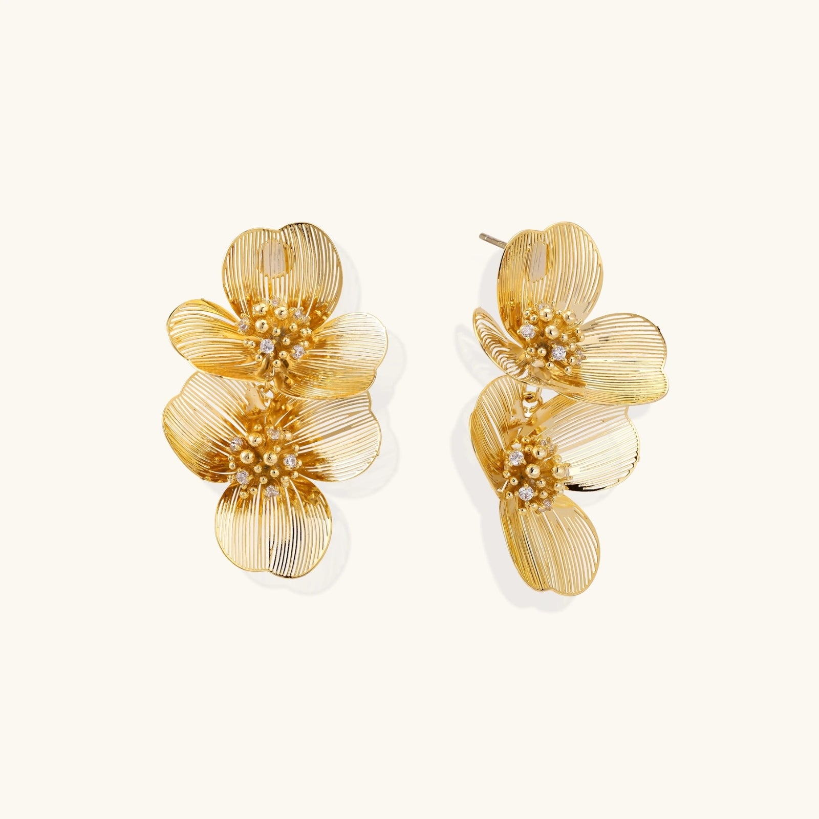 Goldene Blüten Doppel-Ohrringe