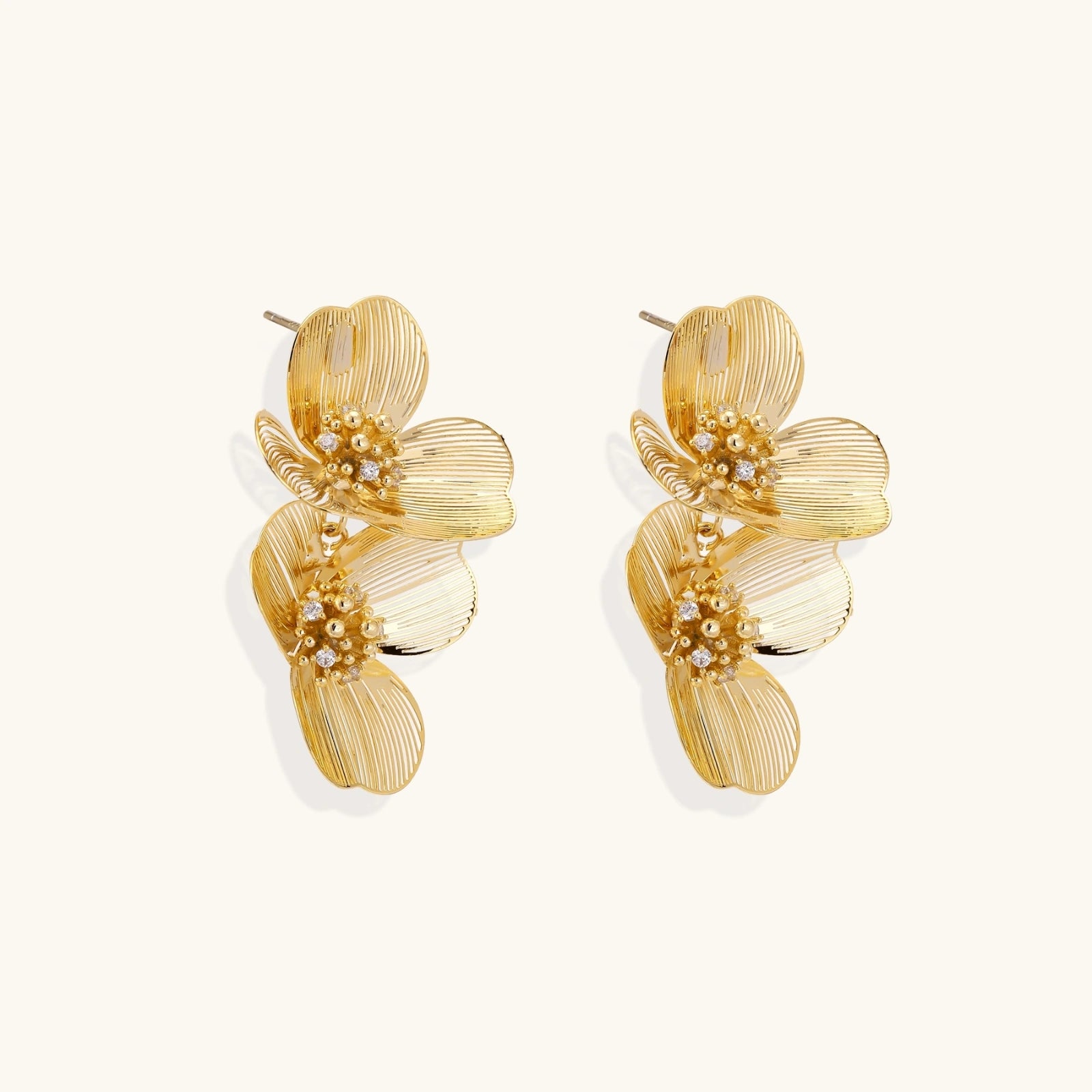 Goldene Blüten Doppel-Ohrringe